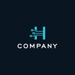 H Letter technology network computer Vector logo icon vector Template