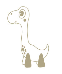 Cute cartoon dinosaur. Outline vector illustration