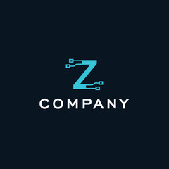 Z Letter technology network computer Vector logo icon vector Template