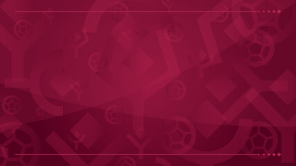 Football elements on a dark scarlet background with soccer ball for 2022 tournament and championship tables