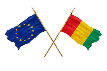 Background for designers. National Day. 3D model National flags European Union and Guinea