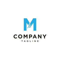 Fototapeta premium M Letter technology network computer Vector logo icon vector Template