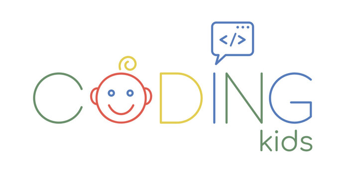 Children coding school branding idea. Vector illustration