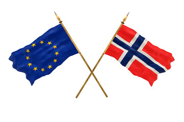 Background for designers. National Day. 3D model National flags European Union and Jian mayen