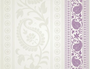 wedding card design, traditional paisley floral pattern , royal India	