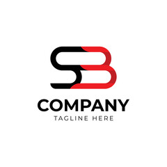 S B Logo. SB Letter Design Vector with Black Red Color.