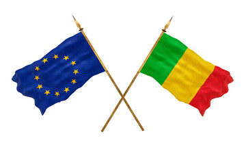 Background for designers. National Day. 3D model National flags European Union and Mali