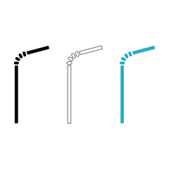 Set of plastic straw icon isolated on white background