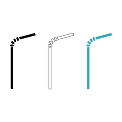 Set of plastic straw icon isolated on white background