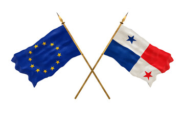 Background for designers. National Day. 3D model National flags European Union and Panama