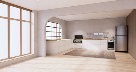 Mock up Kitchen room japanese style,white wall mock up.