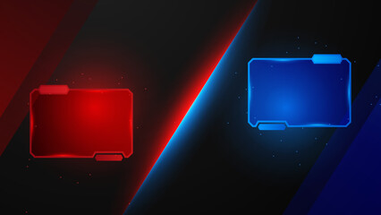 versus vs background with blue and red light, halftone, gradient color for game, battle, fight, competition, match, sport, contest, team, championship, combat, duel, tournament, and 3d effect