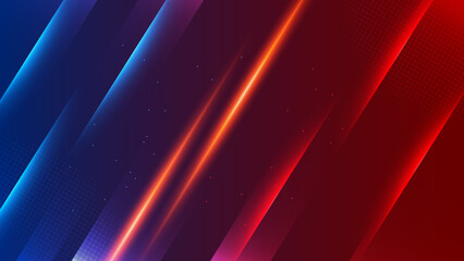 versus vs background with blue and red light, halftone, gradient color for game, battle, fight, competition, match, sport, contest, team, championship, combat, duel, tournament, and 3d effect