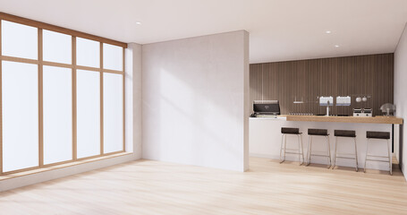 Mock up Kitchen room japanese style,white wall mock up.