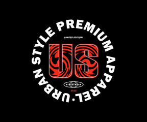 Abstract illustration futuristic letter U and S Poster t shirt design, vector graphic, typographic poster or tshirts street wear and Urban style