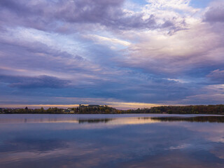 Fototapeta premium sunset over lake