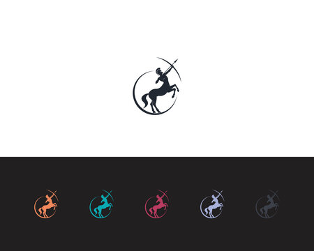 Centaur Archer, mythology creature, Sagitarius Zodiac Sign vector logo icon, fast arch logo from fast archer woman centaur vector for logo, sign, emblem or symbol graphic design vector illustration