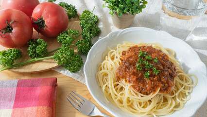 ミートソースのスパゲティ