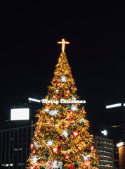 Fototapeta premium Shining Christmas Tree in Seoul, Korea