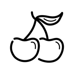 Cherry doodle icon. Hand drawn symbol. Vector illustration.
