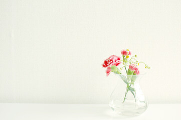 花瓶に入ったカーネーションの花