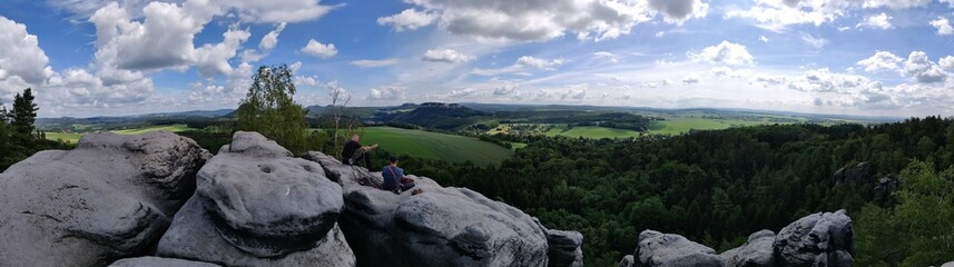 Scenic View platinated Forest Pfalz Rock climbing Summer blue sky