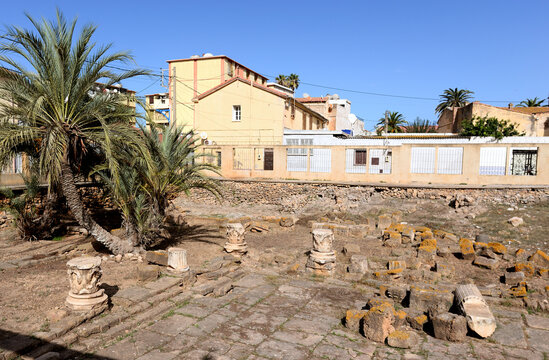 ROMAN RUINS IN THE TOWN OF CHERCHELL IN ALGERIA