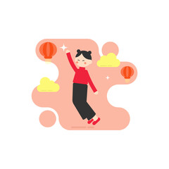 flat illustration of a Chinese girl