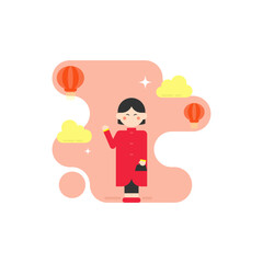 flat illustration of a Chinese woman