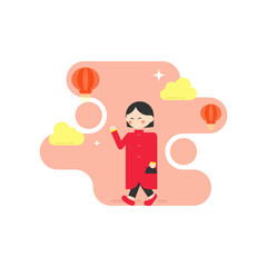 flat illustration of a Chinese woman