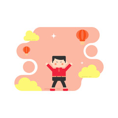 flat illustration of a Chinese boy