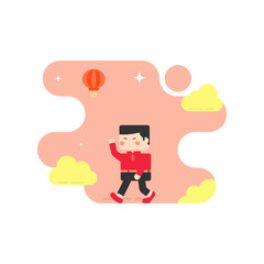 flat illustration of a Chinese boy