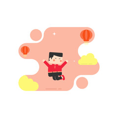 flat illustration of a Chinese boy