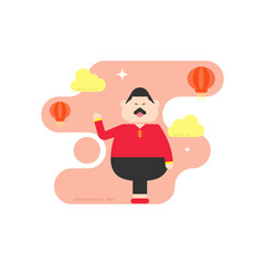 flat illustration of a Chinese man