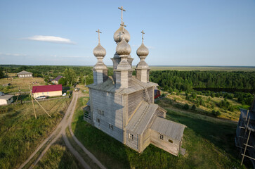 Nicholas Church in the village of Vorzogory. Russia, Arkhangelsk region, Onega district