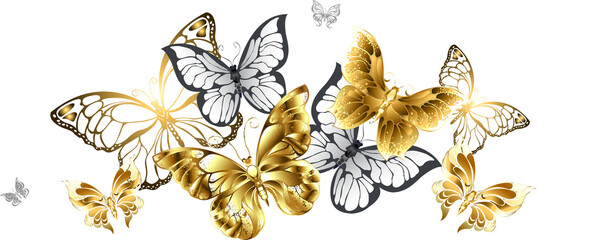Gold and White Butterflies