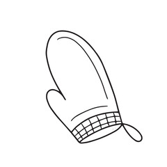 Vector hand mitten for the kitchen. Isolated on white background drawing for prints and posters
