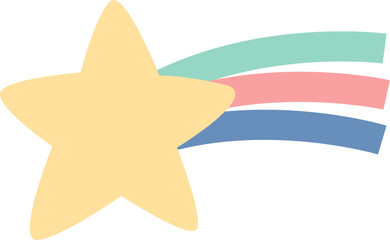 falling star flat style cartoon sticker element illustration