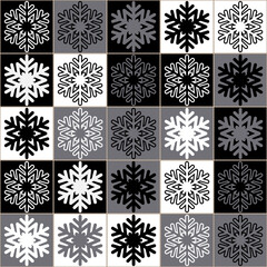 Decorative christmas seamless pattern for festive new year design. Vector illustration with snowflake, cute cheerful decorative art background