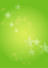 Vector Silver White Glowing Star Confetti on Green Gradient Background. Bokeh Texture. Abstract Magic Starry Pattern. Glitter Shiny Particles Explosion. Summer Glowing Poster. Christmass Design.