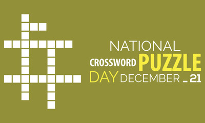 Crossword Puzzle Day. December 21. Holiday concept. Template for background, banner, card, poster with text inscription. Vector  illustration template design