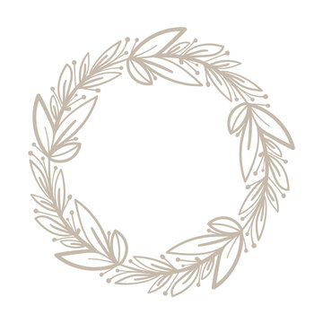 Vector round frame. Floral wreath. Decorative element for graphic design.