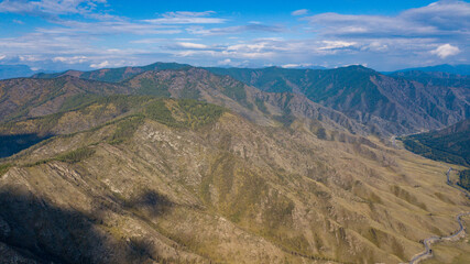 Altai mountain landscape from a bird's-eye view.