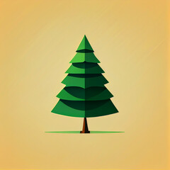 Flat Christmas tree cartoon wallpaper. Modern flat design in winter. Minimalist winter wallpapers