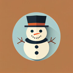 Flat Christmas Snowman cartoon wallpaper. Modern flat design in winter. Minimalist winter wallpapers