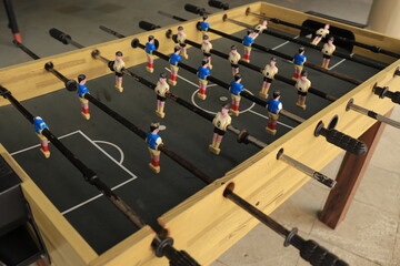foosball table soccer. A table soccer game. 