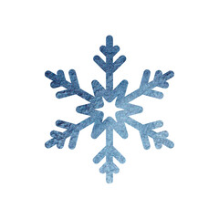 Watercolor hand painted illustration of snowflake. Isolated on white background