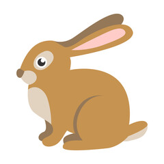Cute Hare rabbit, farm animal flat vector illustration. Domestic animal isolated on white background