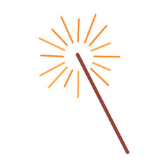 Cute sparkling bengal fire, birthday party element vector illustration. Cake, cupcakes, confetti, balloon, gifts for kids isolated on white background