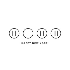 Happy New Year 2023 logo text design. Vector modern geometric minimalistic text with black numbers.